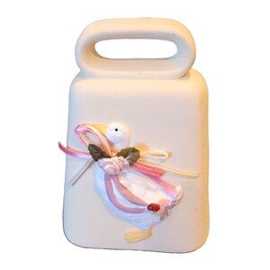 Trippies Duck Hand Bell Decorative Collectible with Pink Floral Ribbon  JH1382